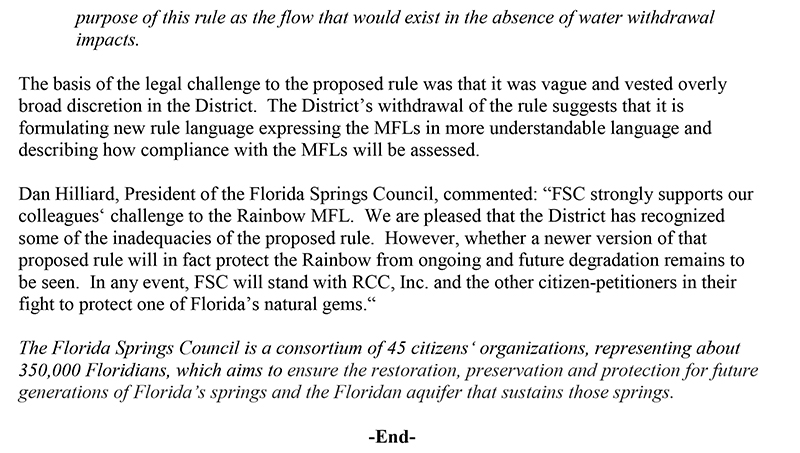 2017.06 06 Citizens Challenge 2the Rainbow River MFL.. In: SWFWMD Withdraws Proposed MFL | Our Santa Fe River, Inc. (OSFR) | Protecting the Santa Fe River 2017.06 06 Citizens Challenge 2the Rainbow River MFL.. In: SWFWMD Withdraws Proposed MFL | Our Santa Fe River, Inc. (OSFR) | Protecting the Santa Fe River
