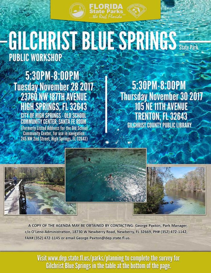Gilchrist Blue In: Help Determine the Direction Our Park Takes | Our Santa Fe River, Inc. (OSFR) | Protecting the Santa Fe River Gilchrist Blue In: Help Determine the Direction Our Park Takes | Our Santa Fe River, Inc. (OSFR) | Protecting the Santa Fe River