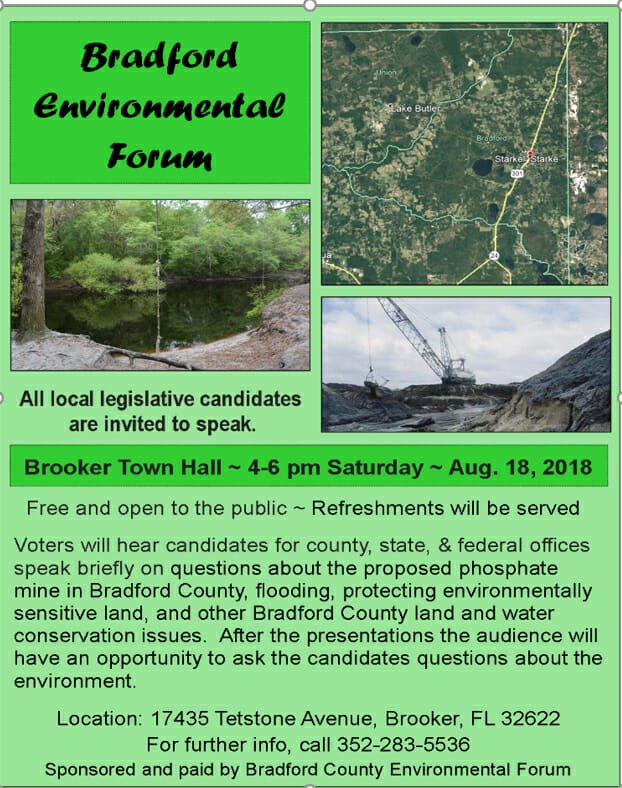 bradford forum In: Bradford Environmental Forum, Sat. Aug. 18, 2018 | Our Santa Fe River, Inc. (OSFR) | Protecting the Santa Fe River