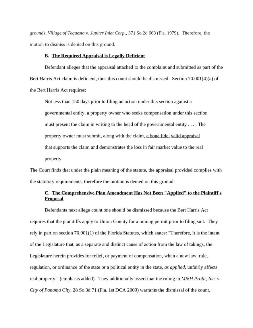 Union Denial of Dismal count 1 case closed3 In: Ruling on Oct. 6, 2020 Lake Butler hearing | Our Santa Fe River, Inc. (OSFR) | Protecting the Santa Fe River
