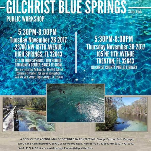 Gilchrist Blue In: Help Determine the Direction Our Park Takes | Our Santa Fe River, Inc. (OSFR) | Protecting the Santa Fe River