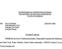 CONSENT ORDER VALDOSTA2 In: Deadline set to comment on Valdosta EPD Enforcement Order | Our Santa Fe River, Inc. (OSFR) | Protecting the Santa Fe River