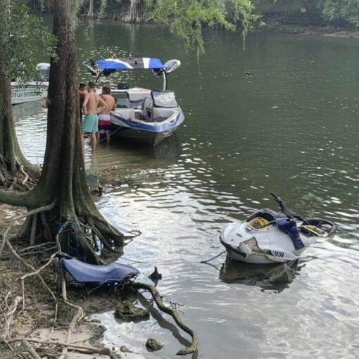Damaged jet ski was recovered In: Safety was the theme May 30 on the lower Santa Fe River | Our Santa Fe River, Inc. (OSFR) | Protecting the Santa Fe River