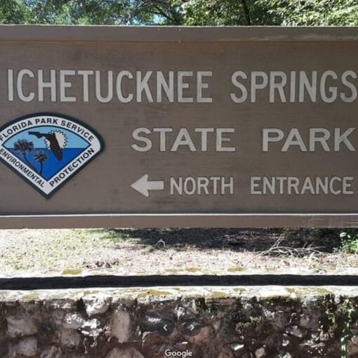 Ichetucknee Springs State Park North Entrance Sign In: News From Florida Springs Council | Our Santa Fe River, Inc. (OSFR) | Protecting the Santa Fe River