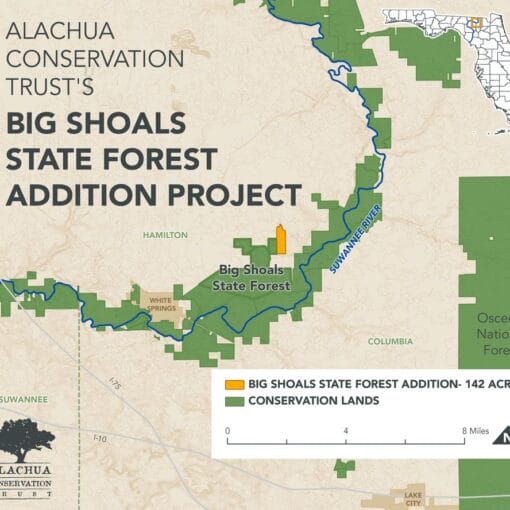 BigShoalsSFAdditionMap In: Big Shoals State Forest Expands With Florida Forever Purchase of 142 Acres | Our Santa Fe River, Inc. (OSFR) | Protecting the Santa Fe River