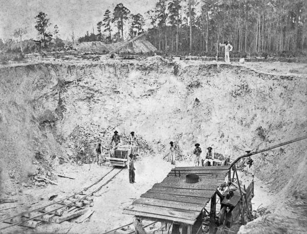 Early phosphate mine in Bone Valley via Florida State Archives In: More Special Treatment for Mosaic | Our Santa Fe River, Inc. (OSFR) | Protecting the Santa Fe River