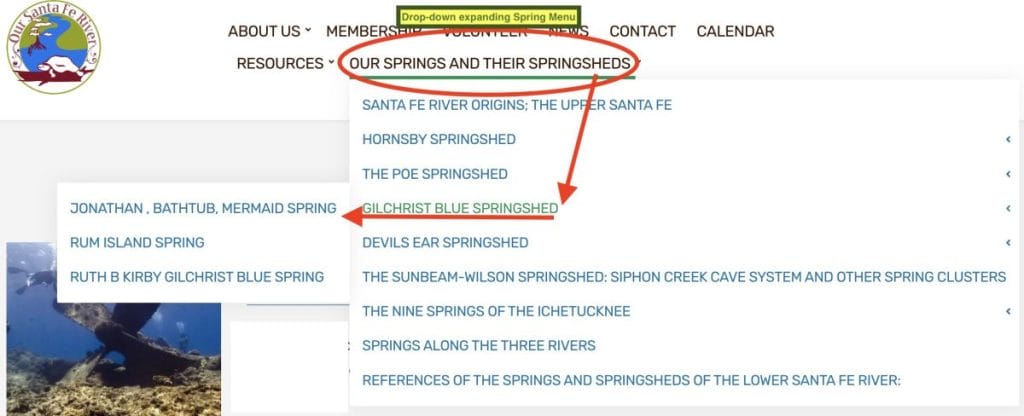springMenu In: One-Touch Springs Menu | Our Santa Fe River, Inc. (OSFR) | Protecting the Santa Fe River