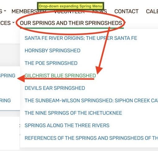 springMenu In: One-Touch Springs Menu | Our Santa Fe River, Inc. (OSFR) | Protecting the Santa Fe River